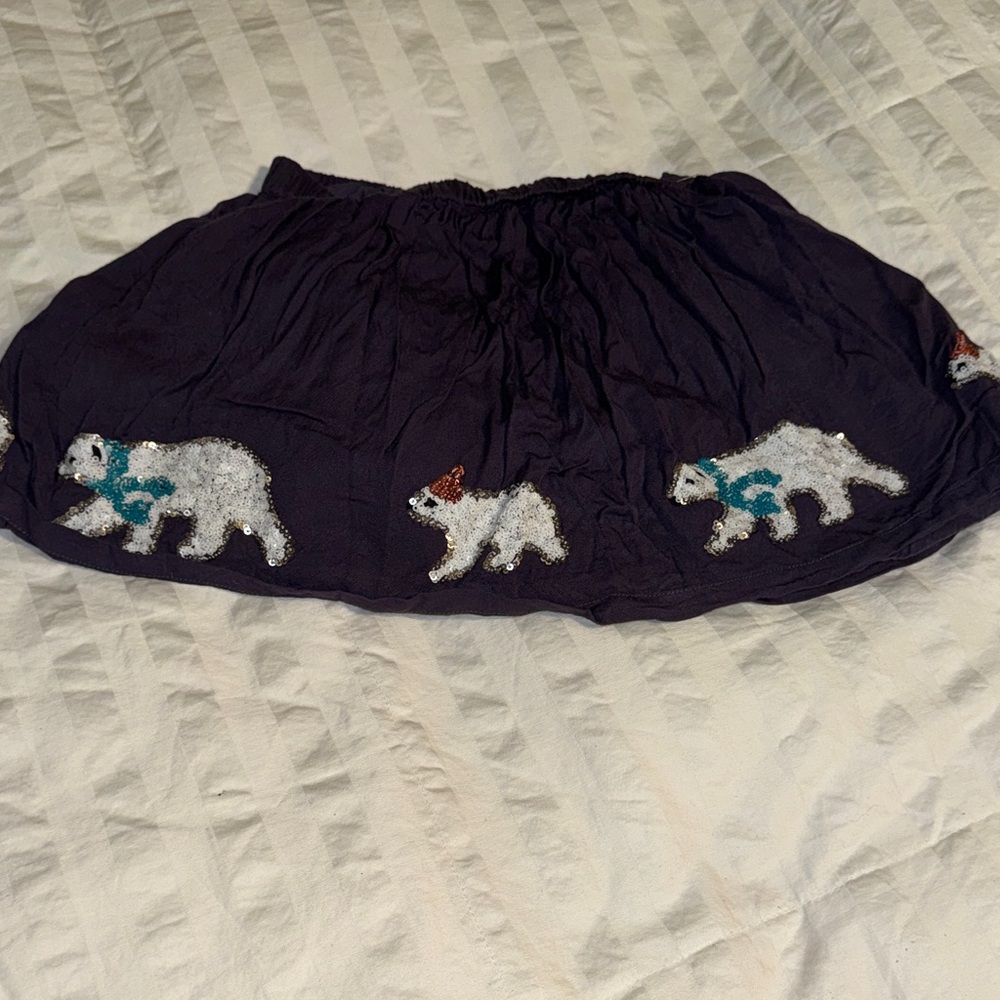 Mini Boden Black Skirt with Polar Bear Embroidery